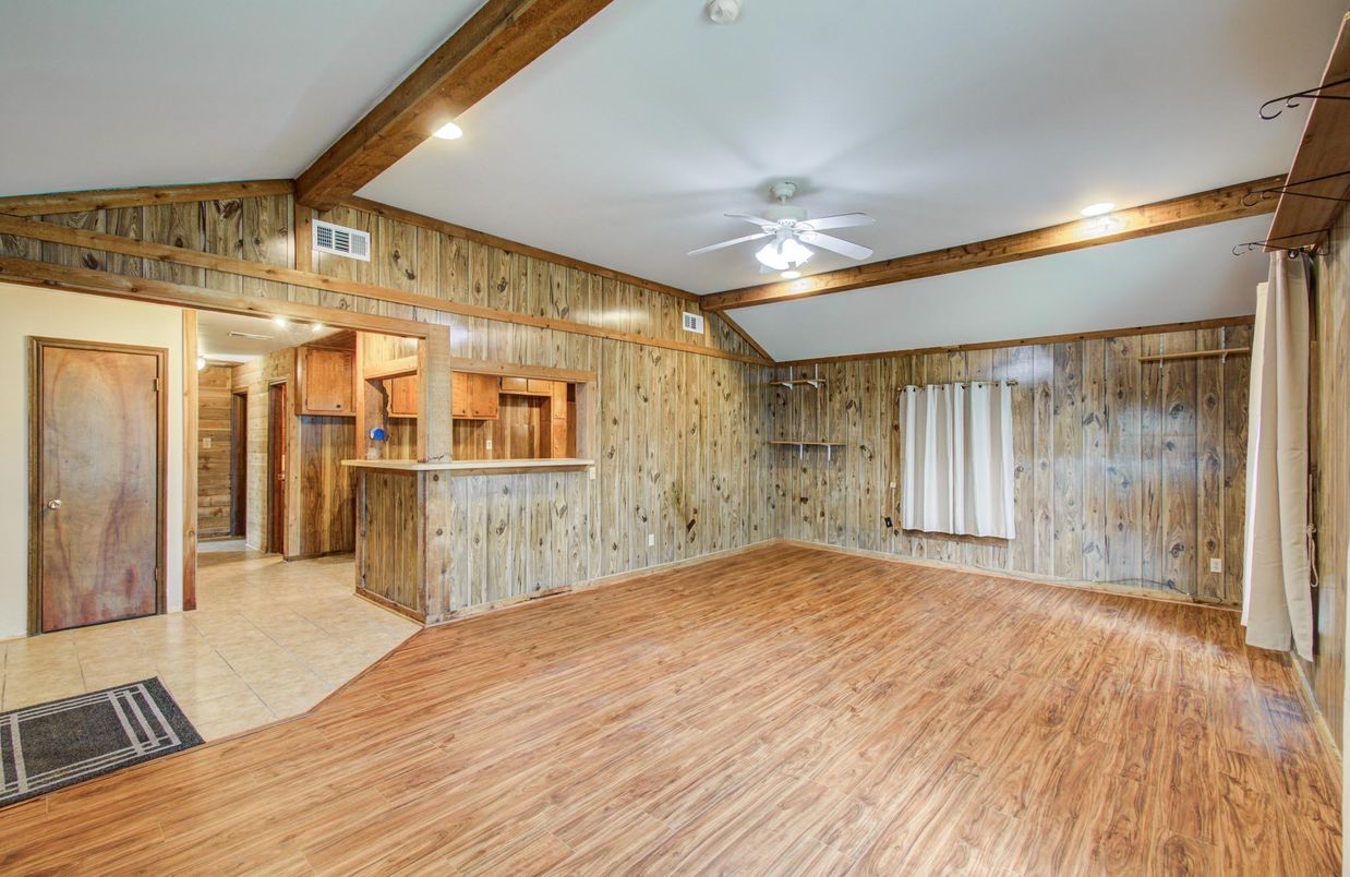 Empty room, Interior, Recessed Lighting, Wood Texture Flooring, Wooden Walls