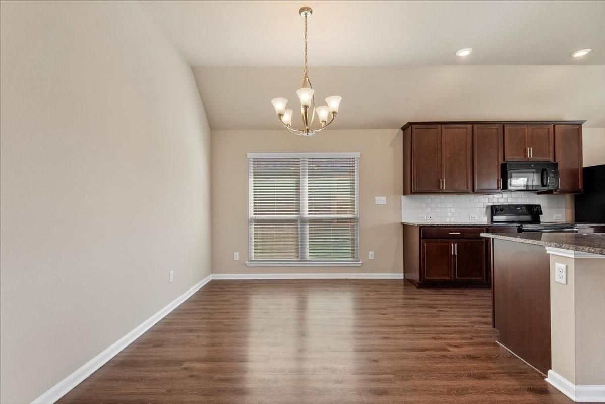 Chandelier, Interior, Kitchen, Recessed Lighting, Wood Texture Flooring
