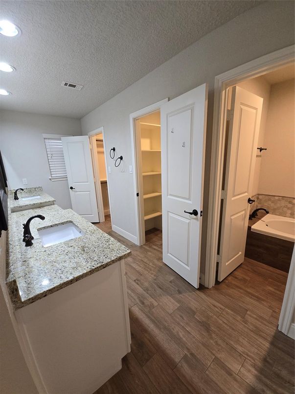 Bathroom, Interior, Recessed Lighting, Wood Texture Flooring