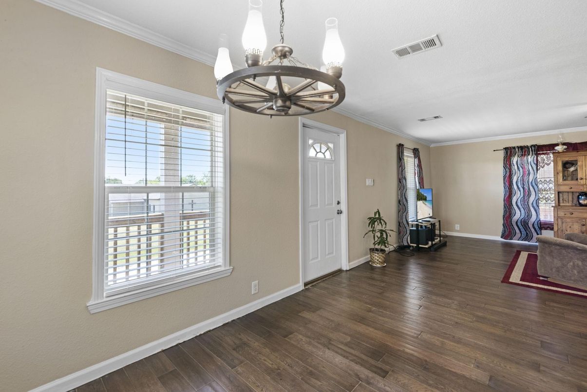 Chandelier, Empty room, Interior, Wood Texture Flooring