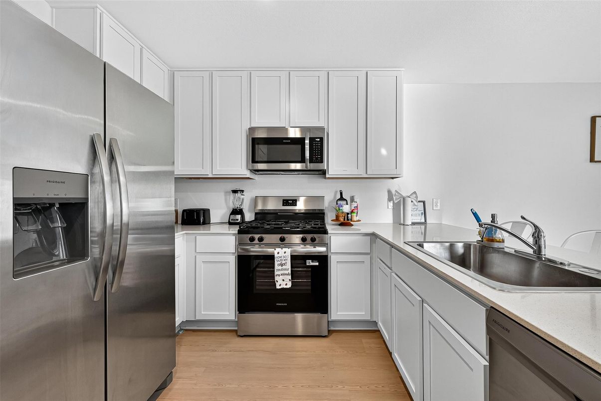 Interior, Kitchen, Stainless Steel Appliances, Wood Texture Flooring