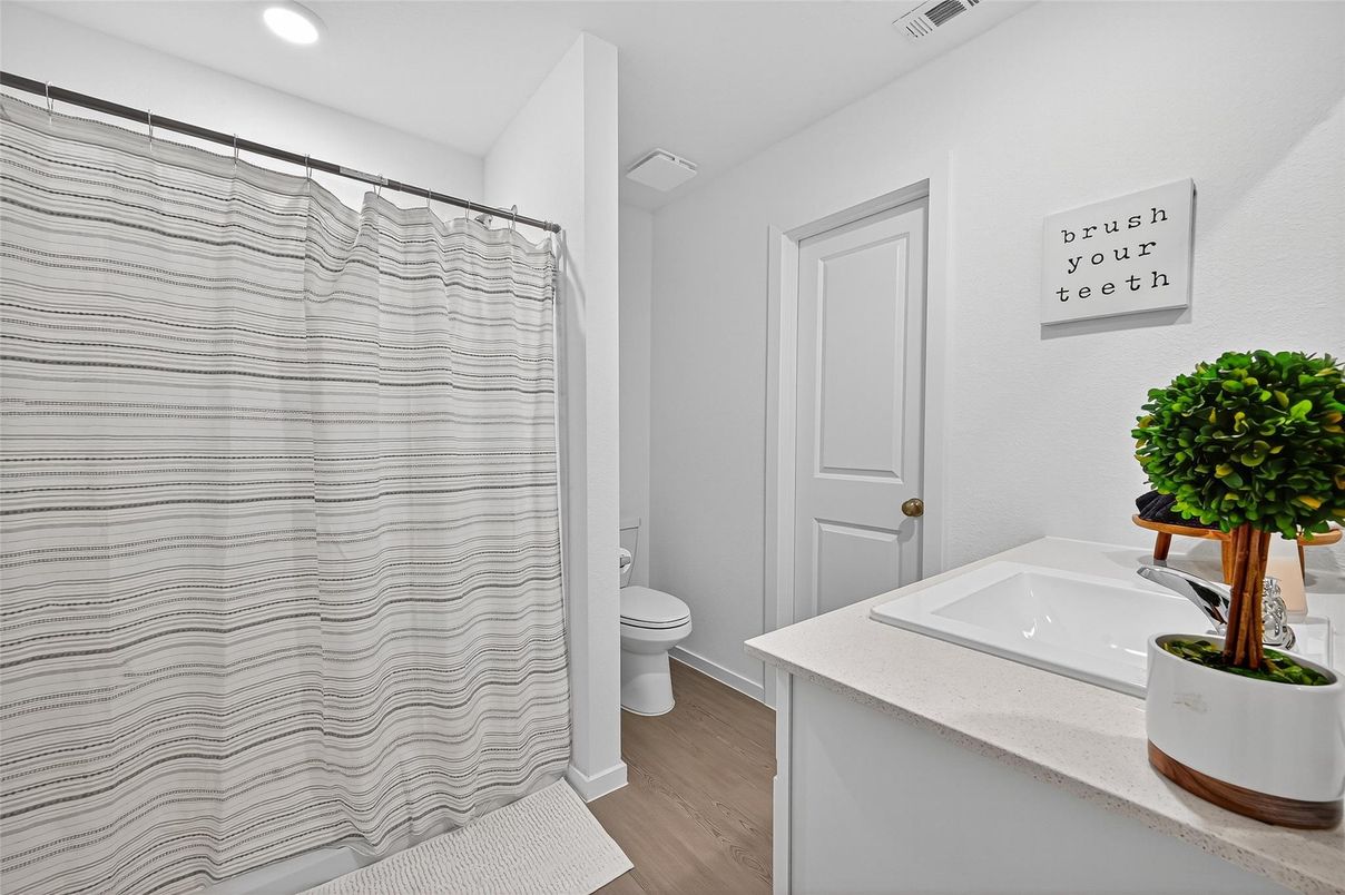 Bathroom, Interior, Recessed Lighting, Wood Texture Flooring