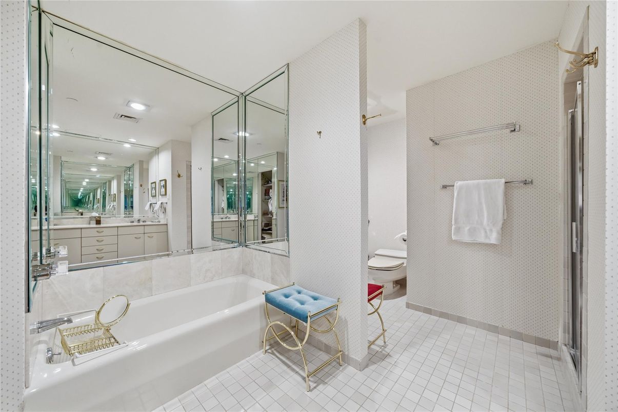 Bathroom, Glass Shower, Interior, Recessed Lighting