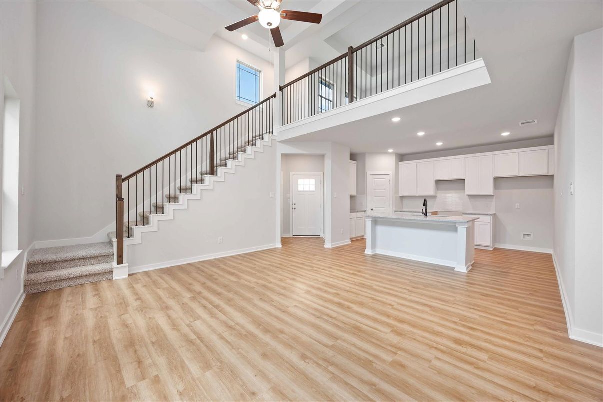 Interior, Kitchen, Recessed Lighting, Wood Texture Flooring