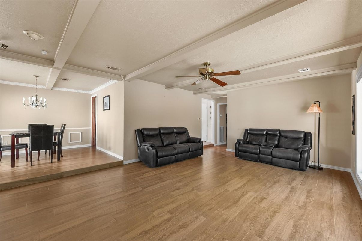 Chandelier, Dining room, Interior, Wood Texture Flooring