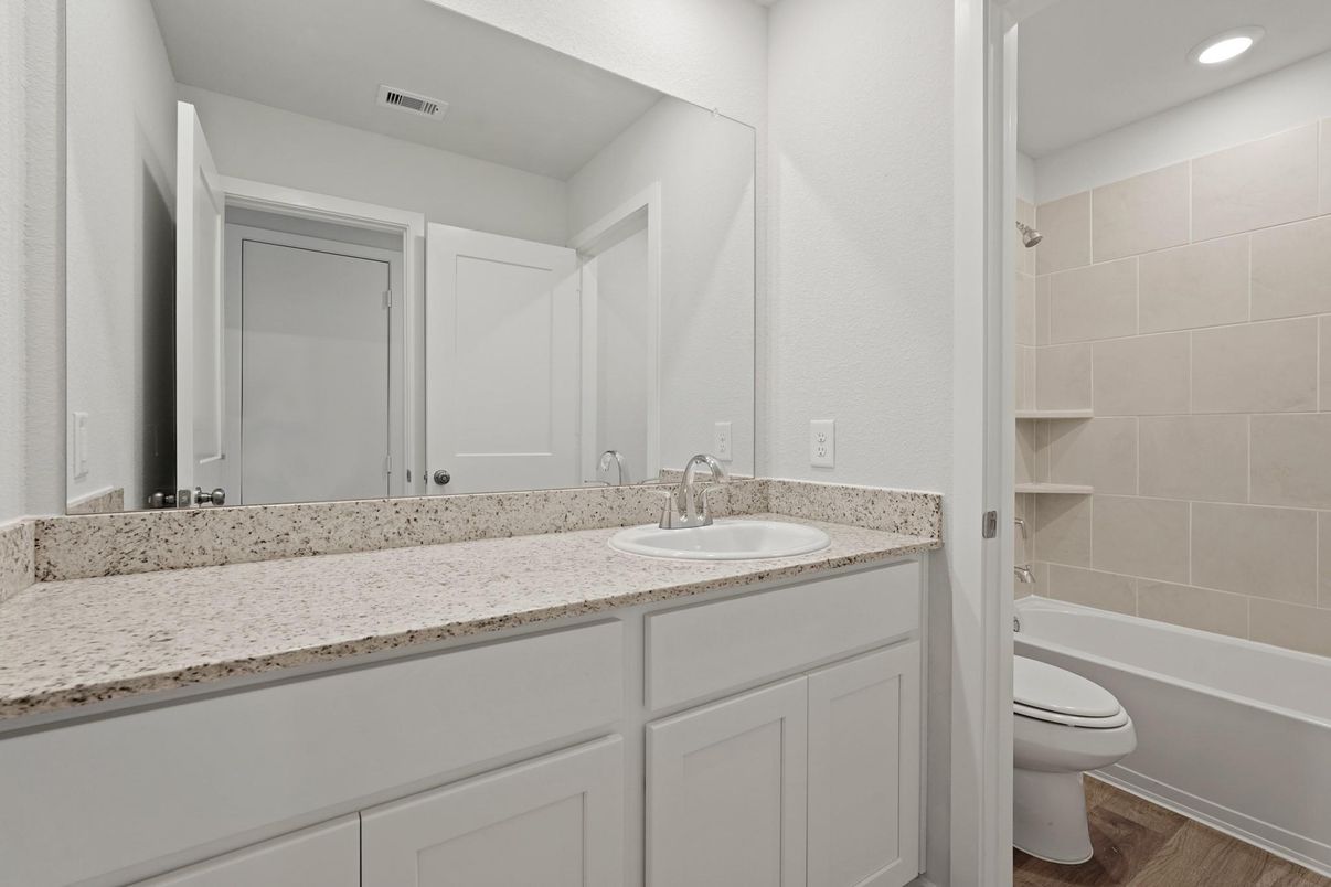 Bathroom, Interior, Recessed Lighting, Wood Texture Flooring