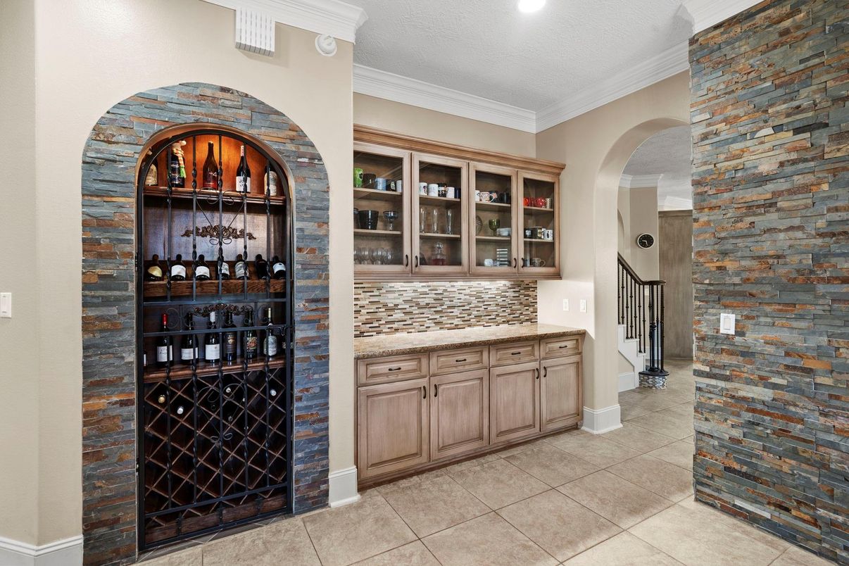 Interior, Recessed Lighting, Stone Walls, Wine Storage