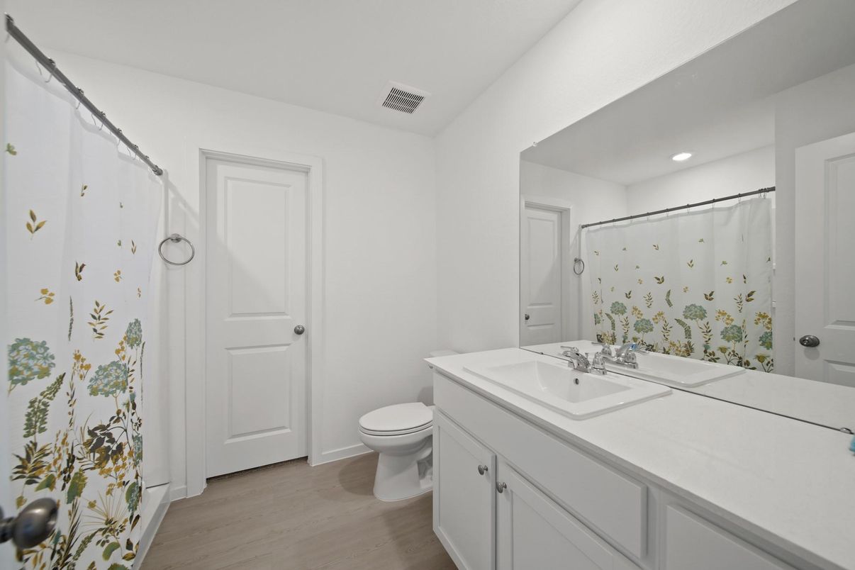 Bathroom, Interior, Recessed Lighting, Wood Texture Flooring