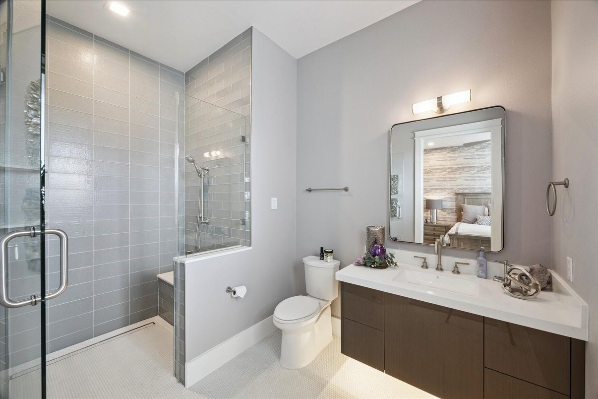 Bathroom, Glass Shower, Interior, Recessed Lighting