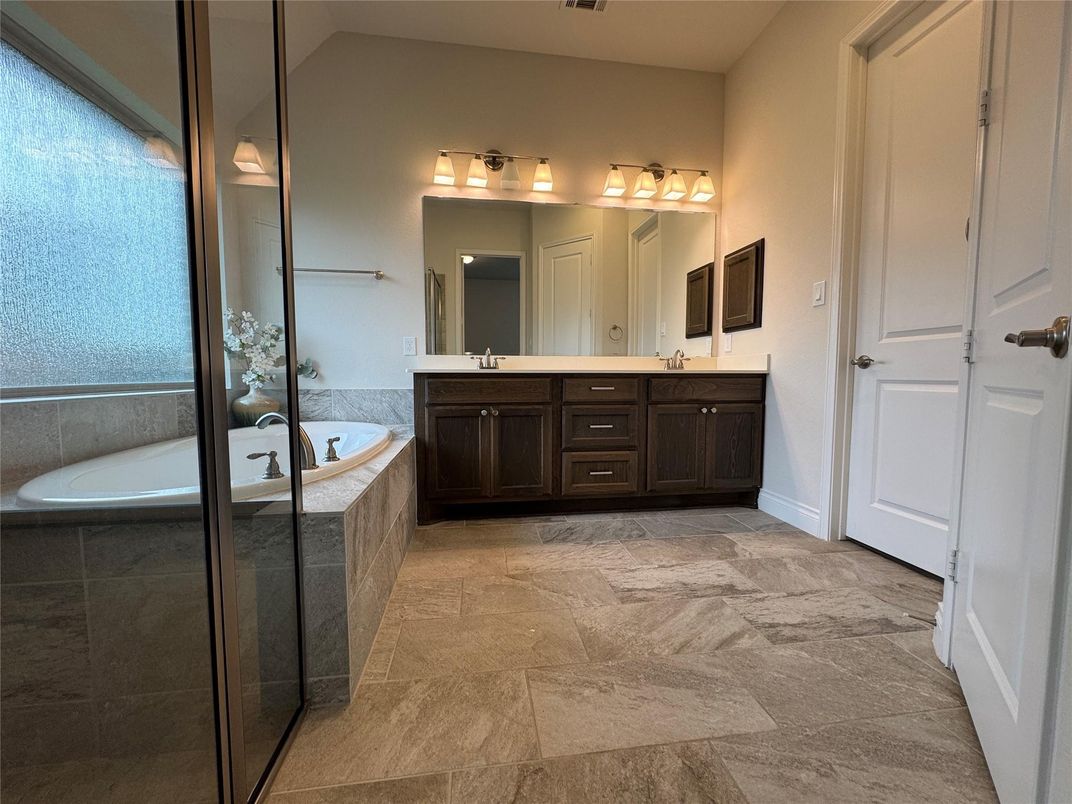 Bathroom, Dual Sink Vanities, Glass Shower, Interior