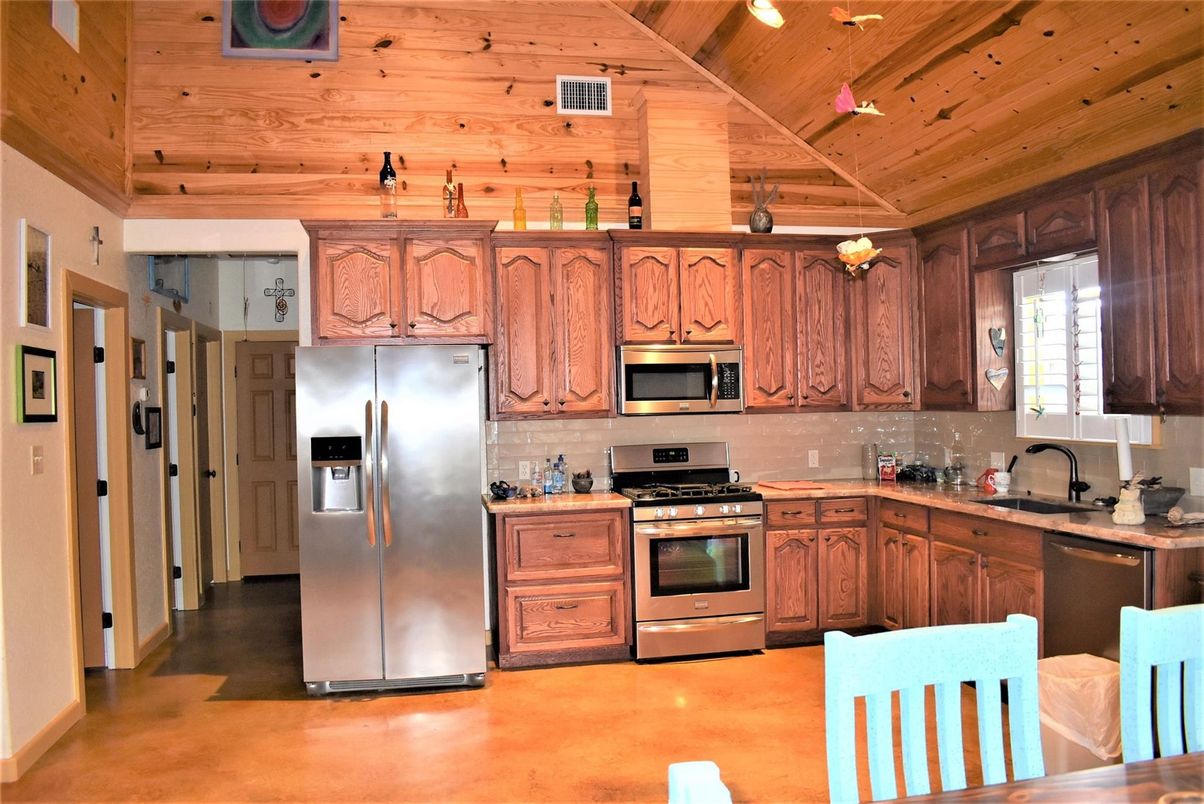 Interior, Kitchen, Stainless Steel Appliances, Wooden Ceilings