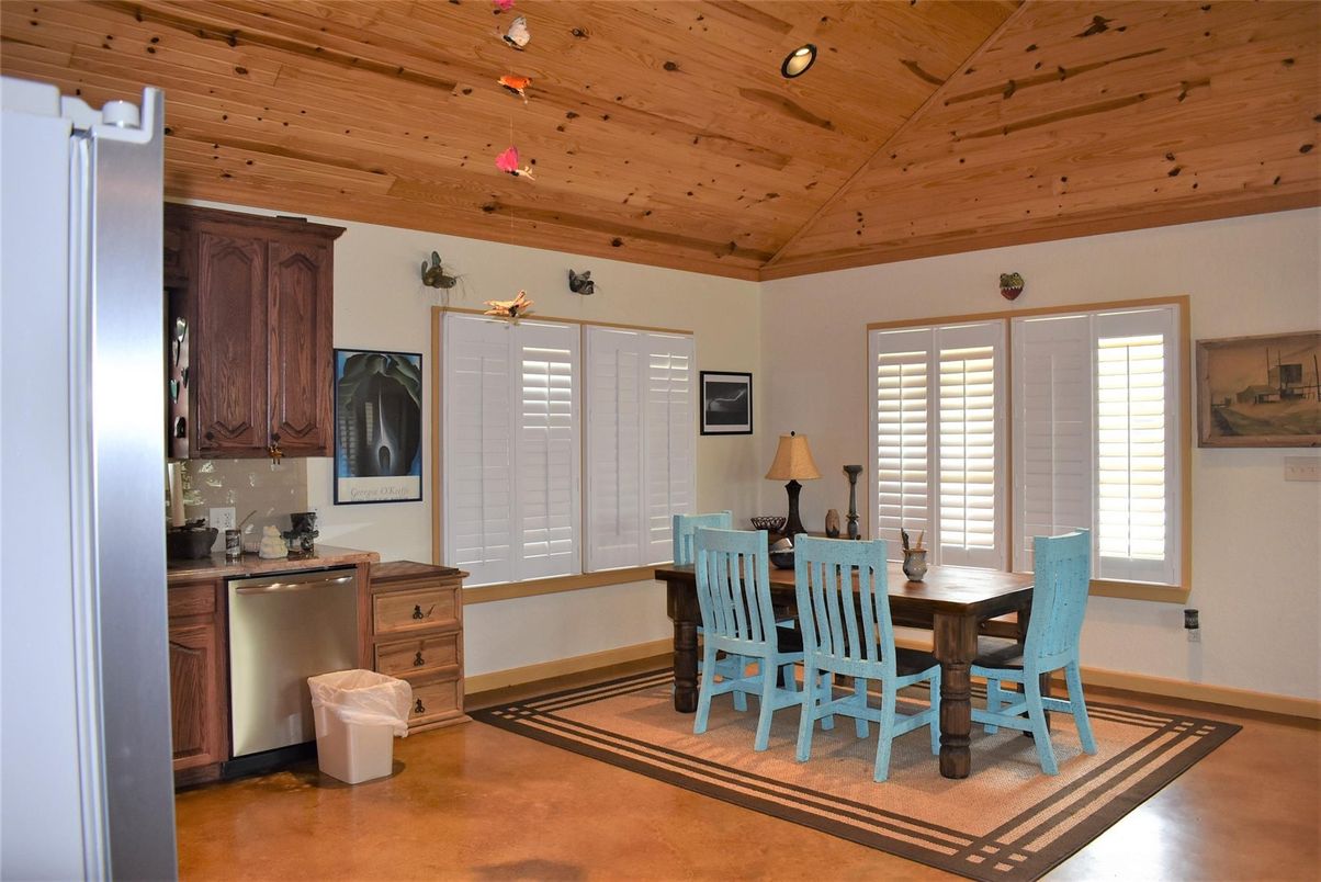 Dining room, Interior, Kitchen, Recessed Lighting, Wooden Ceilings