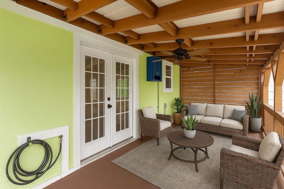 Interior, Living room, Wooden Beams