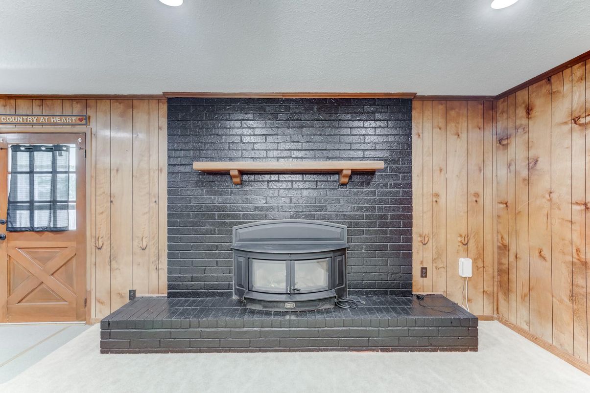Fireplace, Interior, Recessed Lighting, Wooden Walls