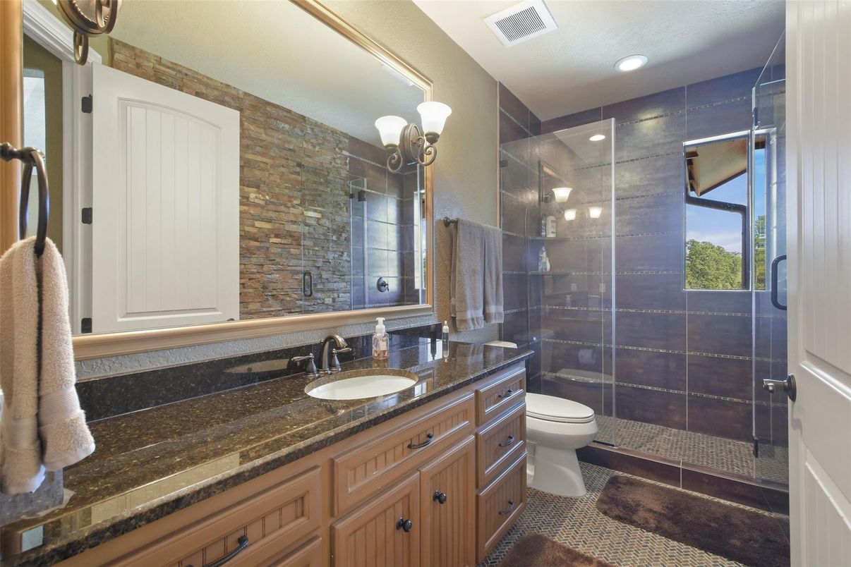 Bathroom, Glass Shower, Interior, Recessed Lighting