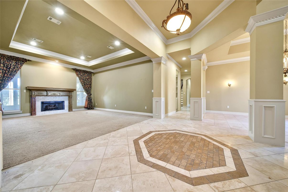Empty room, Fireplace, Interior, Recessed Lighting