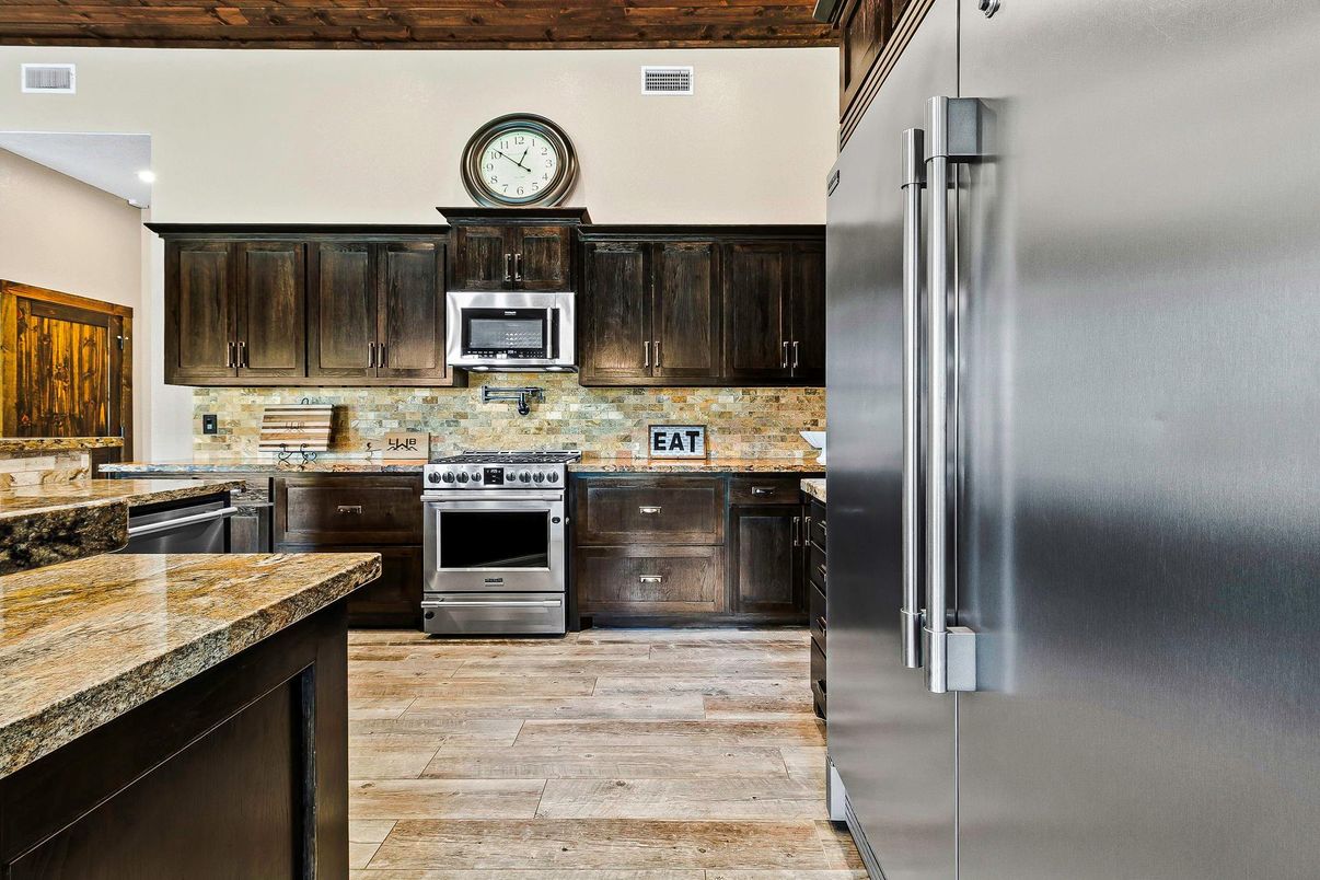 Interior, Kitchen, Stainless Steel Appliances, Wood Texture Flooring