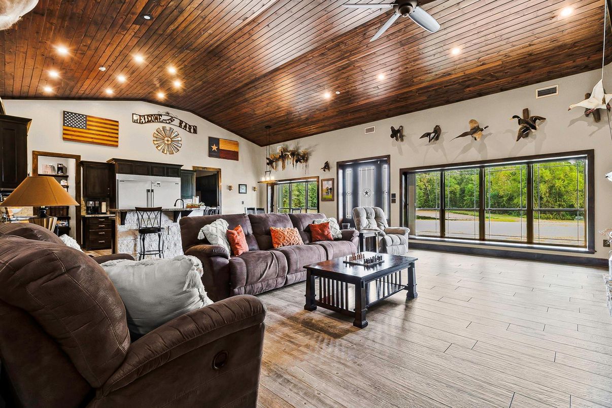 Interior, Living room, Recessed Lighting, Wooden Ceilings, Wood Texture Flooring