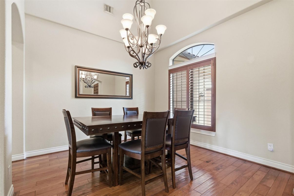 Chandelier, Dining room, Interior, Wood Texture Flooring