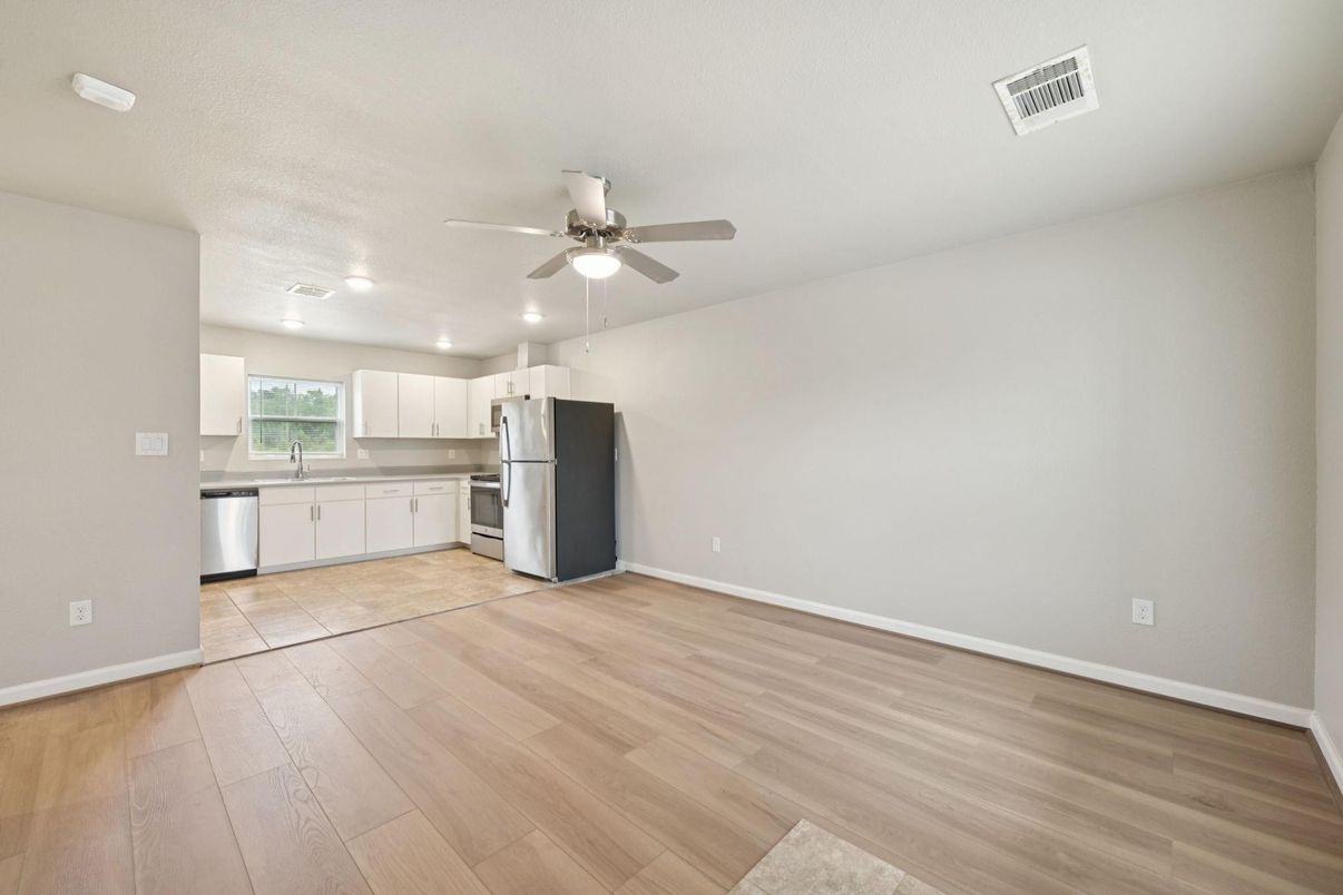 Interior, Kitchen, Recessed Lighting, Wood Texture Flooring