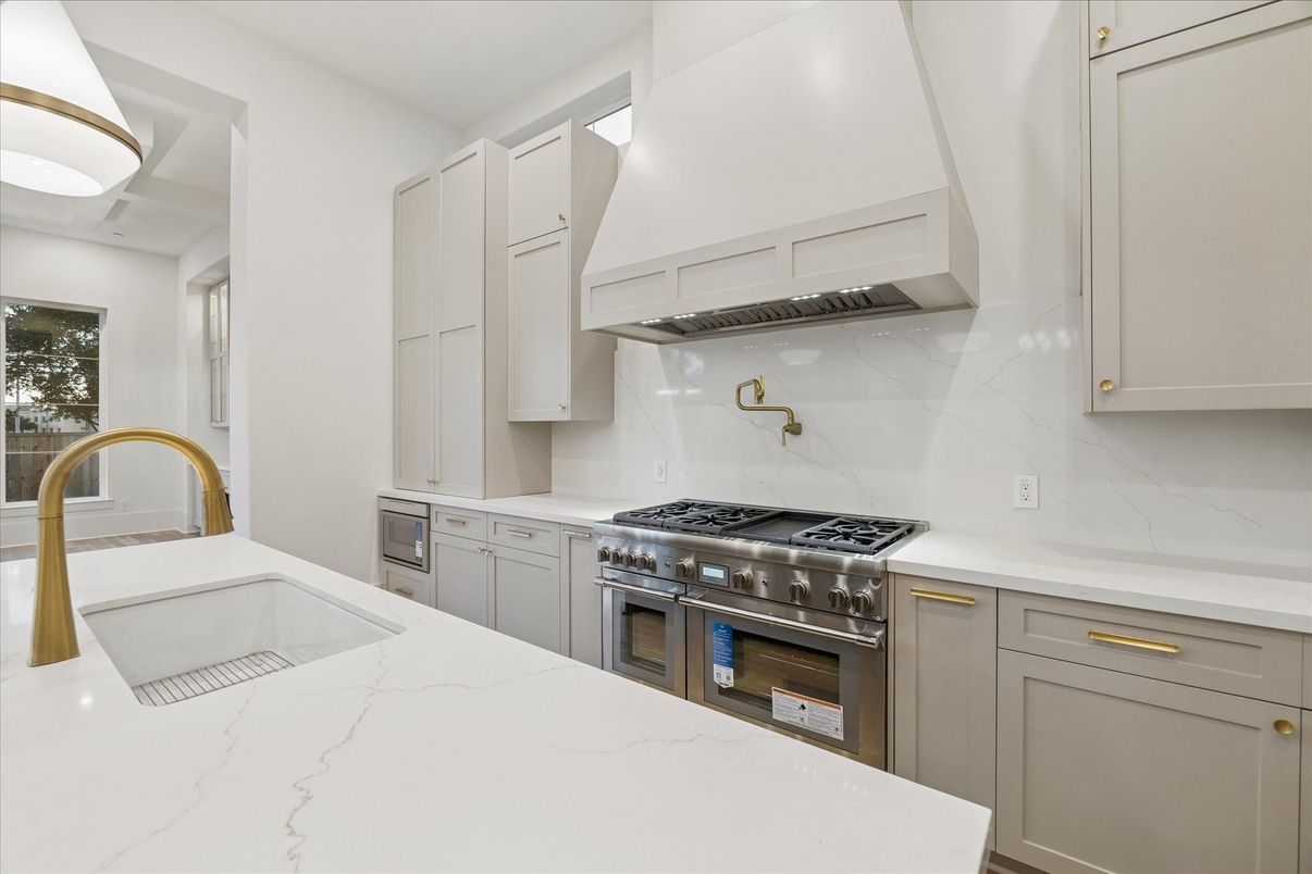 Interior, Kitchen, Marble Walls, Stainless Steel Appliances