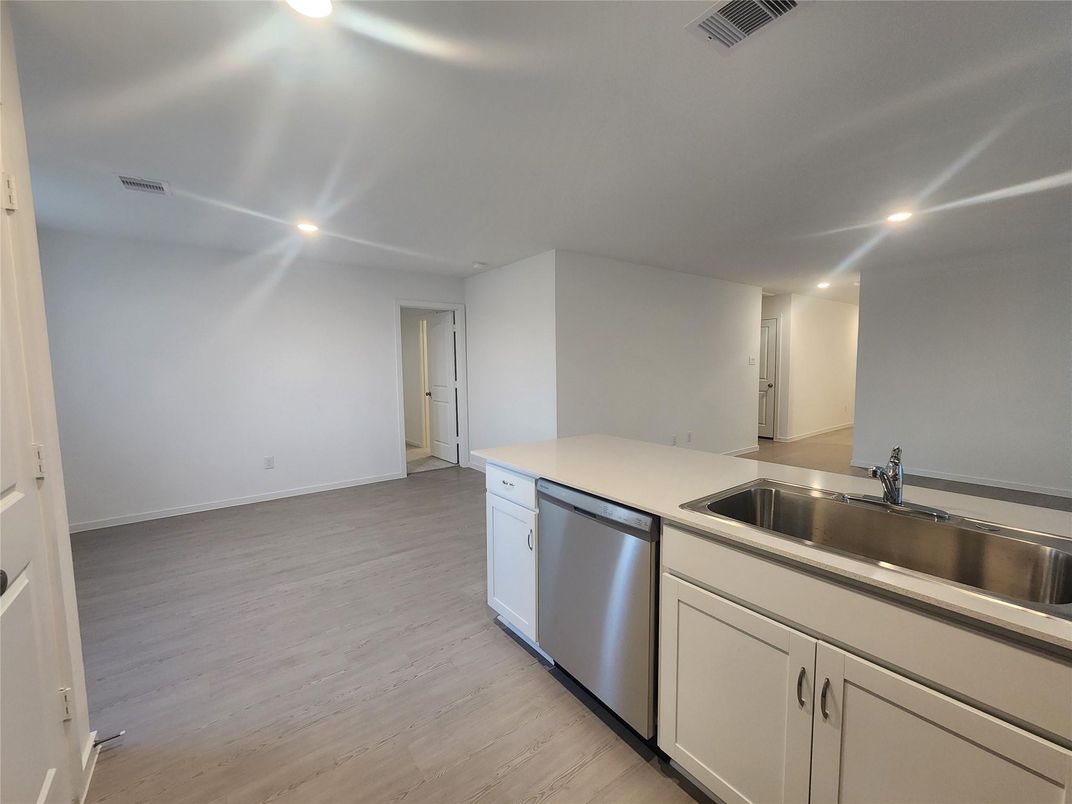 Interior, Kitchen, Recessed Lighting, Wood Texture Flooring