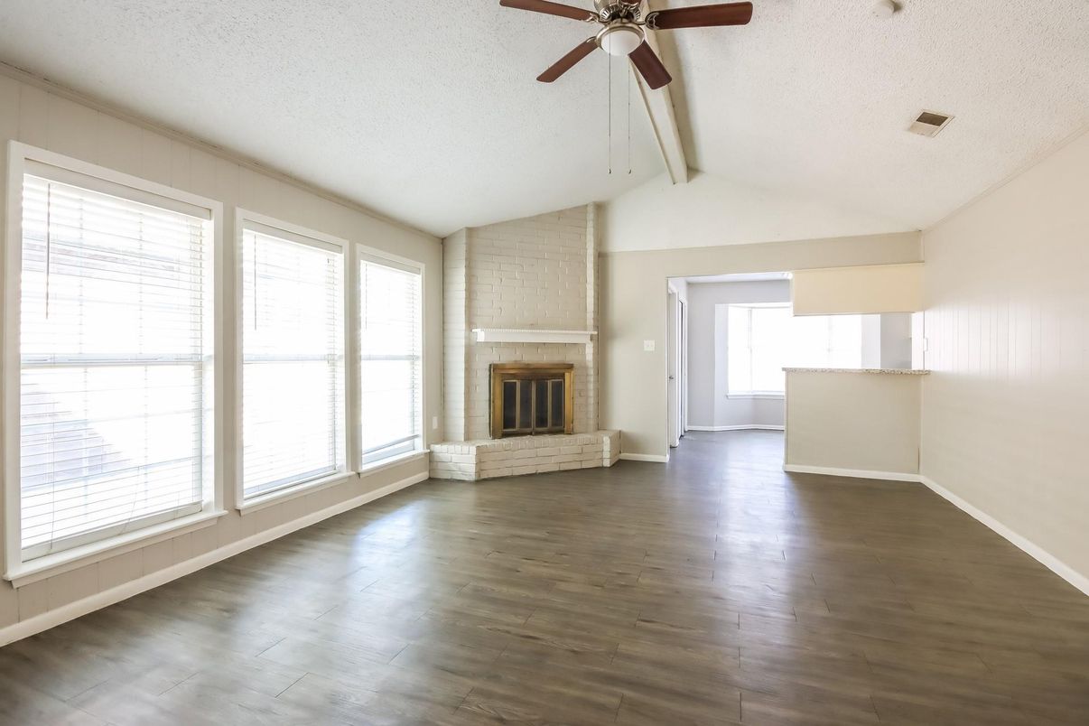 Empty room, Fireplace, Interior, Wood Texture Flooring