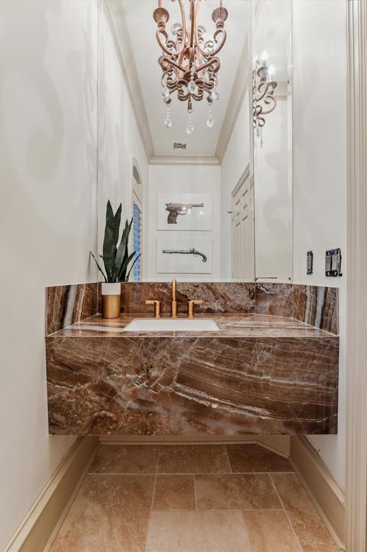 Bathroom, Chandelier, Interior