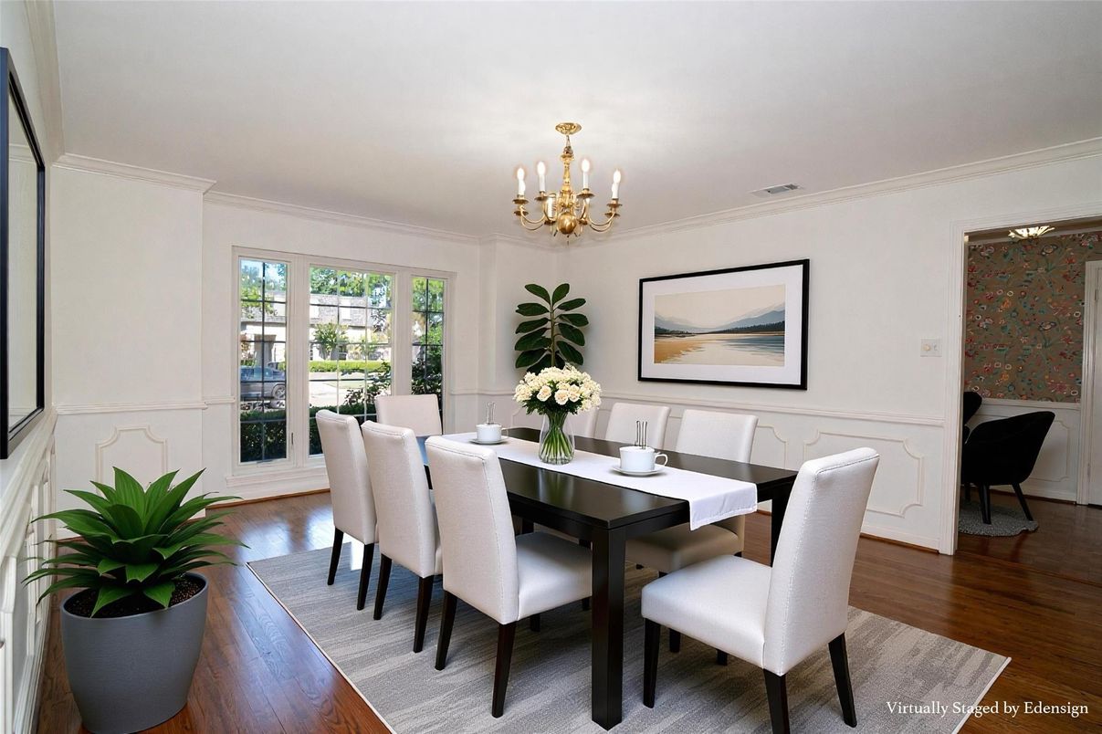 Chandelier, Dining room, Interior, Wood Texture Flooring