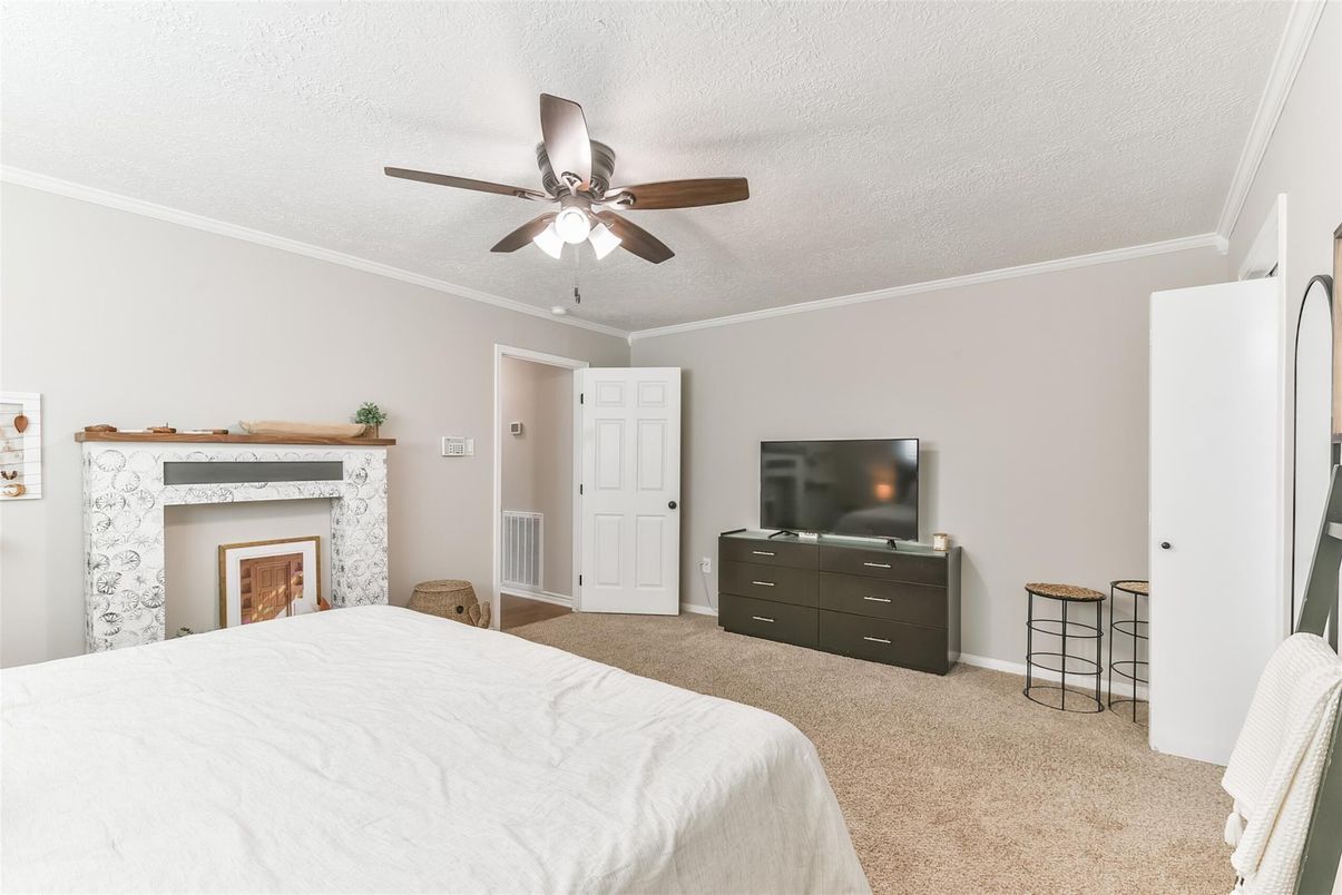 Bedroom, Fireplace, Interior