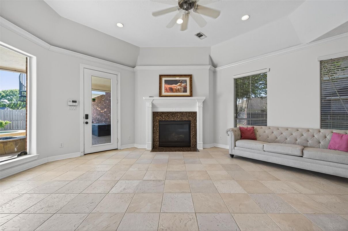 Empty room, Fireplace, Interior, Recessed Lighting
