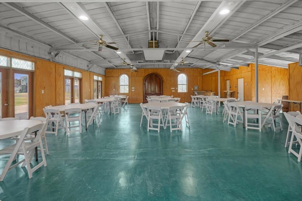 Dining room, Interior, Pool, Recessed Lighting, Wooden Walls