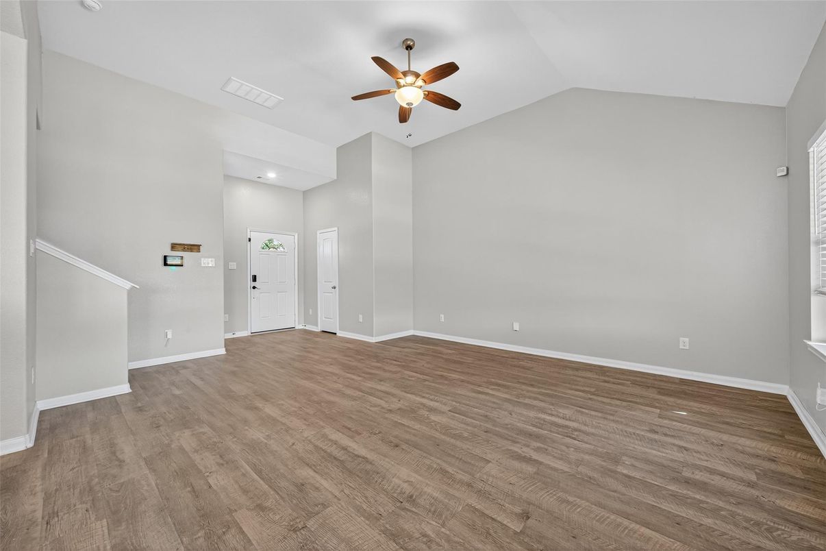 Empty room, Interior, Recessed Lighting, Wood Texture Flooring