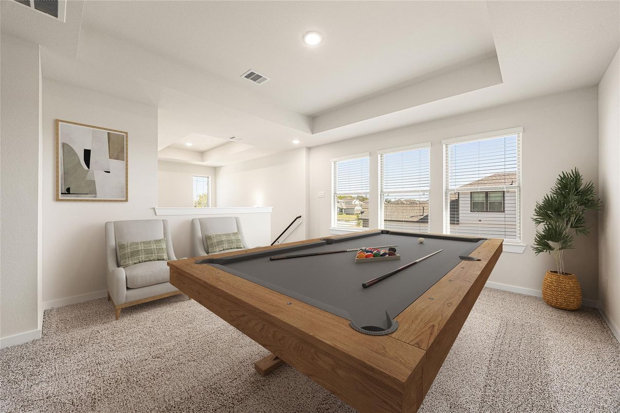 Billiard Table, Game Room, Interior, Recessed Lighting