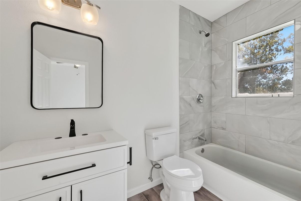 Bathroom, Interior, Marble Walls, Wood Texture Flooring