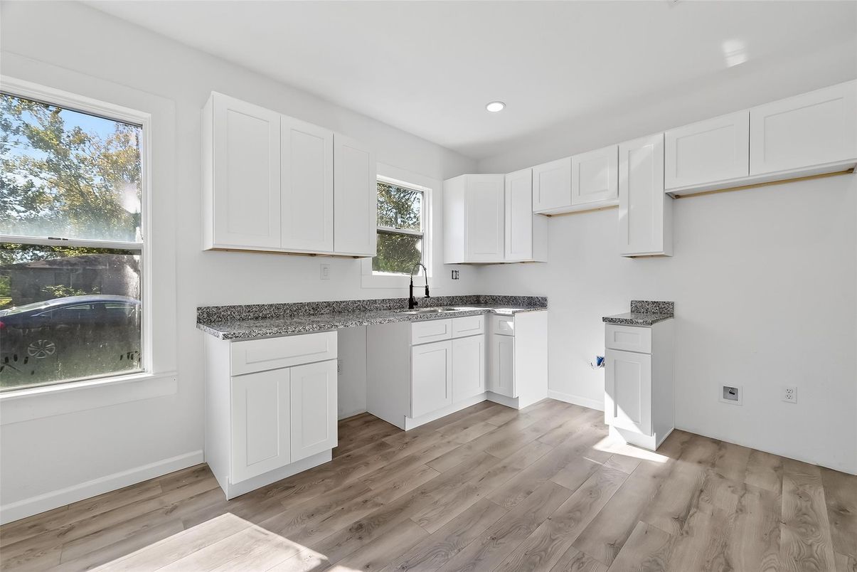 Interior, Kitchen, Recessed Lighting, Wood Texture Flooring