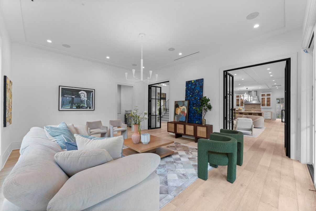 Interior, Kitchen, Living room, Pendant Lights, Recessed Lighting, Wood Texture Flooring