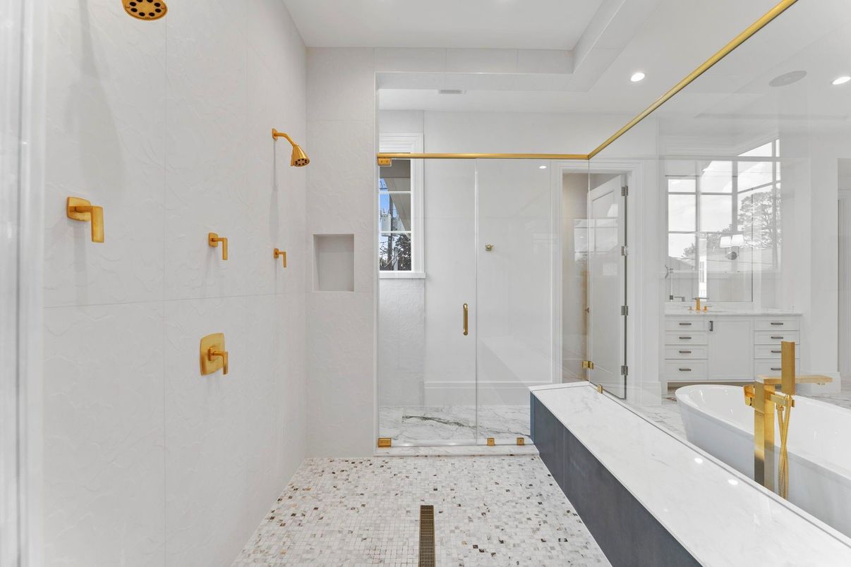 Bathroom, Glass Shower, Interior, Recessed Lighting