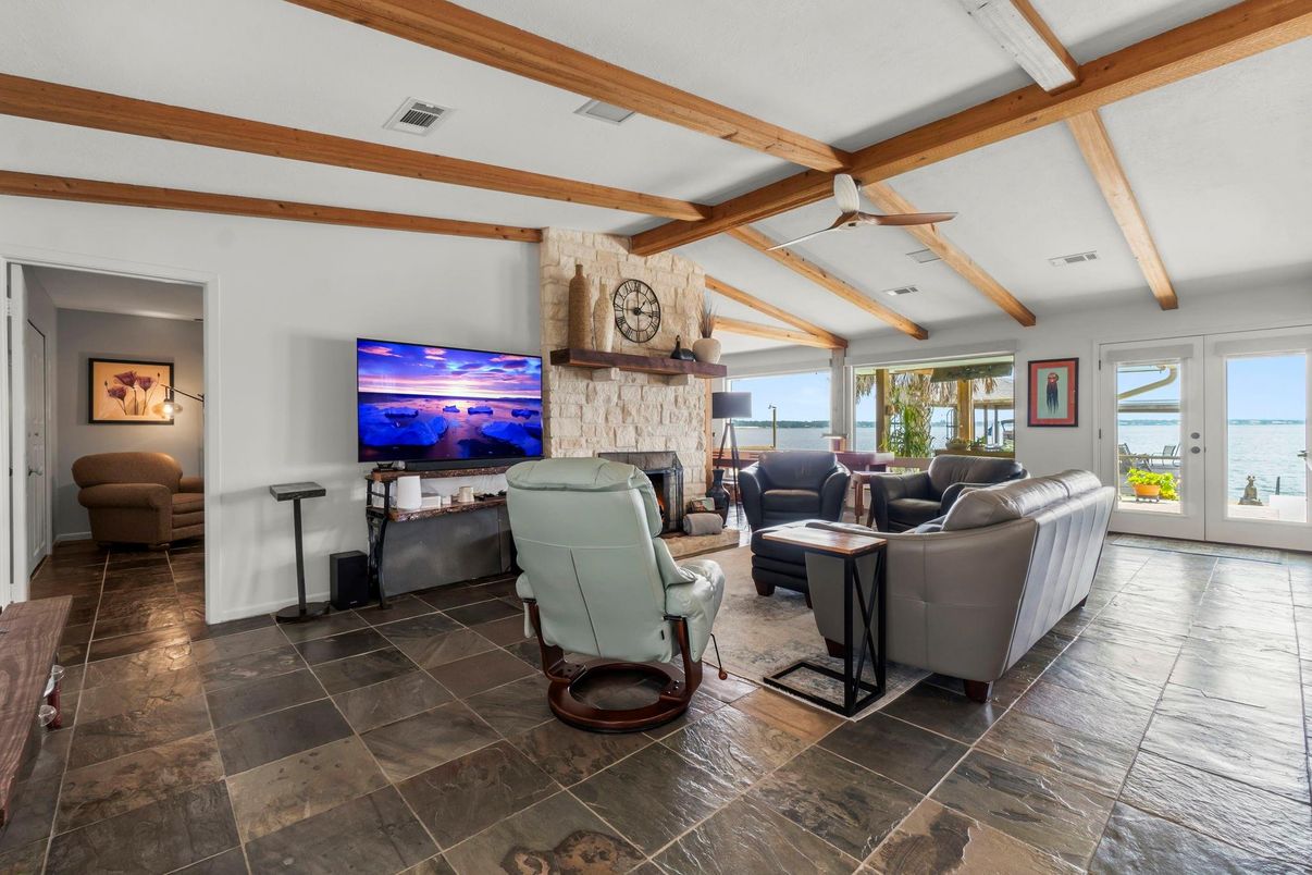 Fireplace, Interior, Living room, Wooden Beams