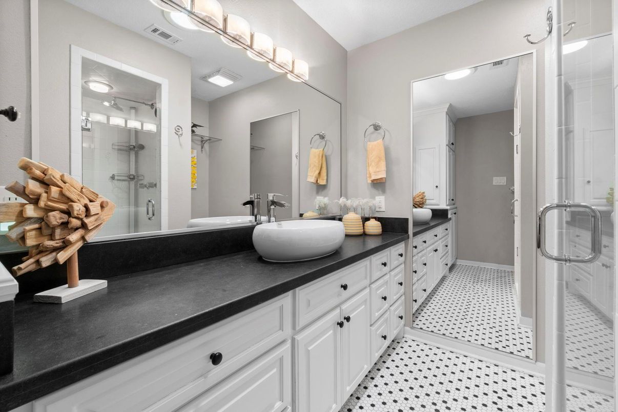 Bathroom, Dual Sink Vanities, Glass Shower, Interior