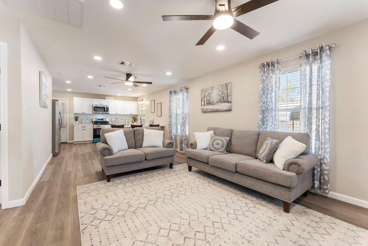 Interior, Kitchen, Living room, Recessed Lighting, Stainless Steel Appliances, Wood Texture Flooring