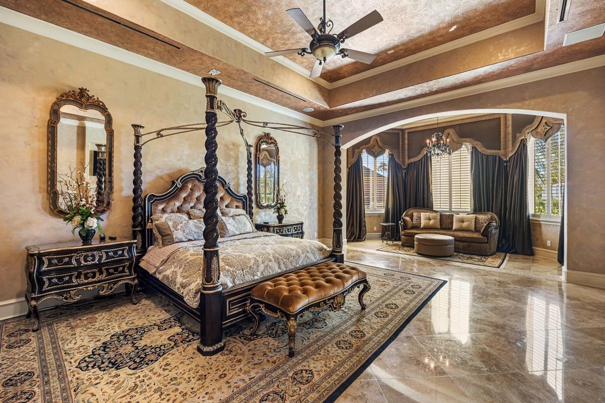 Bedroom, Chandelier, Interior, Recessed Lighting