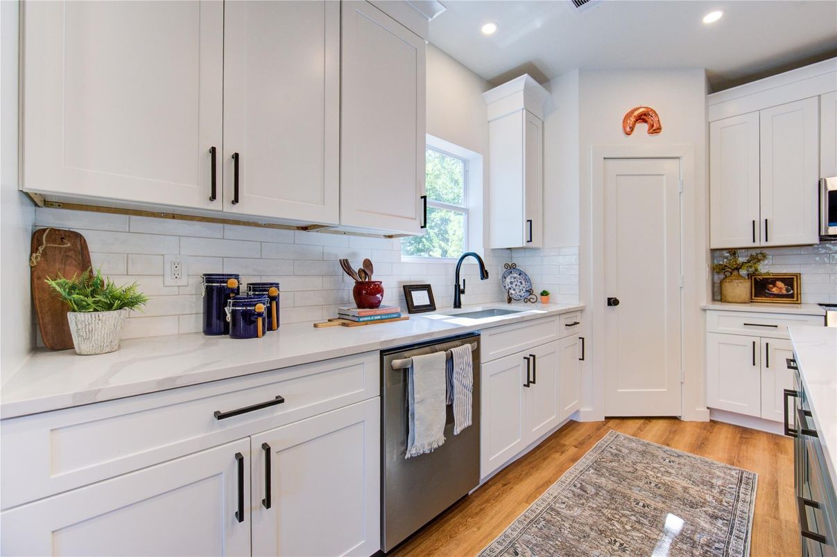 Interior, Kitchen, Recessed Lighting, Wood Texture Flooring