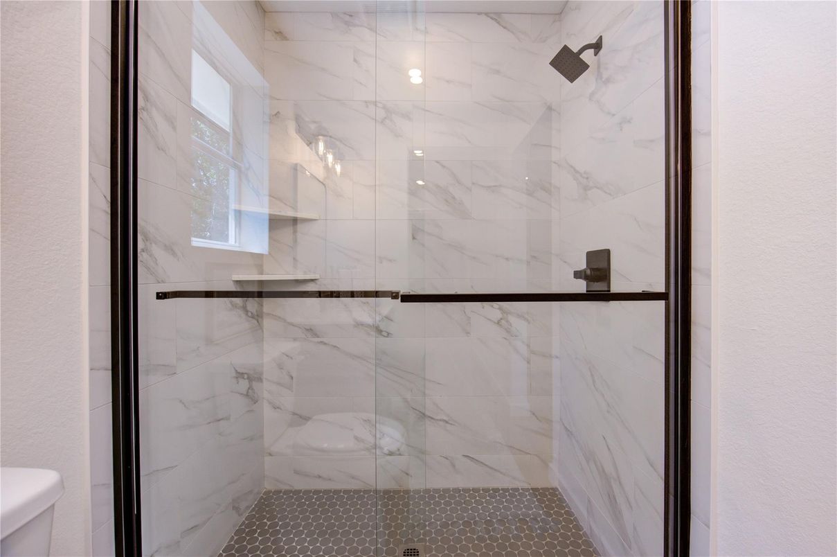 Bathroom, Glass Shower, Interior, Marble Walls