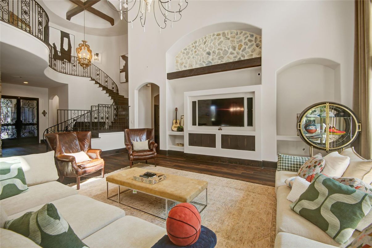 Chandelier, Interior, Living room, Wood Texture Flooring