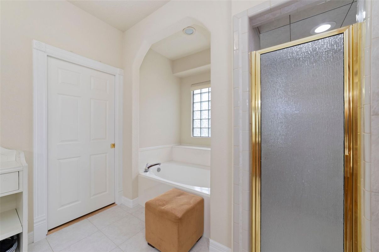 Bathroom, Glass Shower, Interior, Recessed Lighting