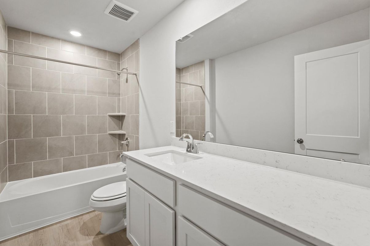 Bathroom, Interior, Recessed Lighting, Wood Texture Flooring