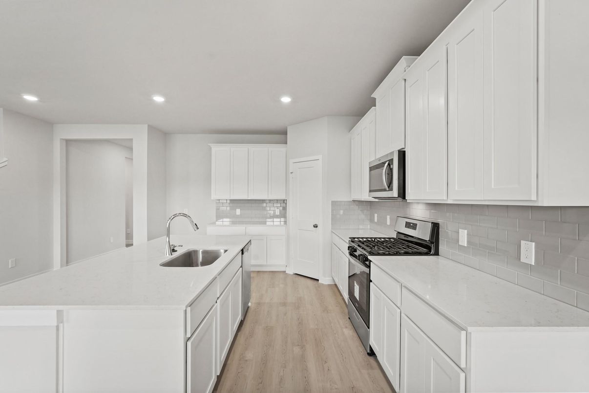 Interior, Kitchen, Recessed Lighting, Wood Texture Flooring