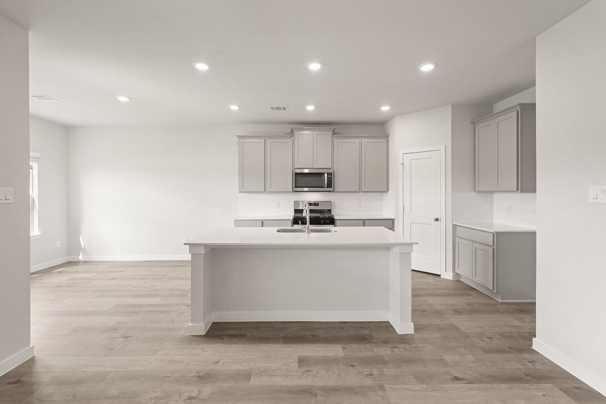 Interior, Kitchen, Recessed Lighting, Wood Texture Flooring