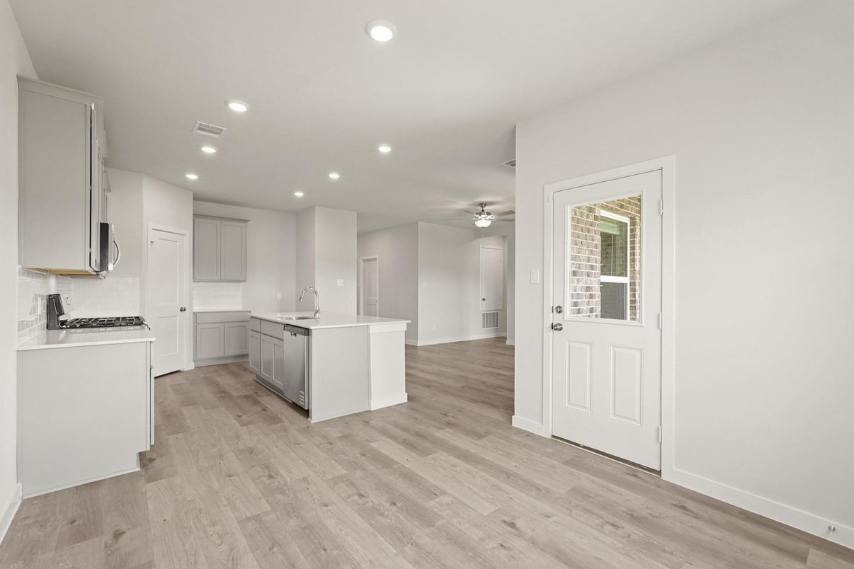 Interior, Kitchen, Recessed Lighting, Wood Texture Flooring